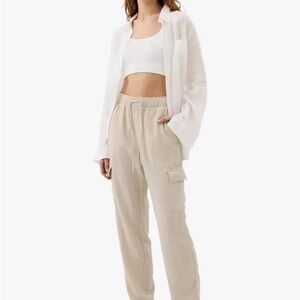 GAP Linen Blend Women's Beige Cargo Jogger Pants